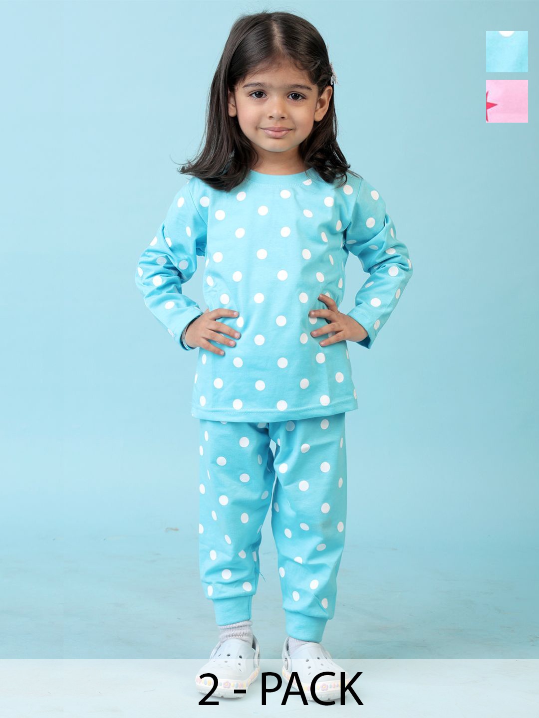 

KUCHIPOO Girls Printed T-shirt with Pyjamas, Blue