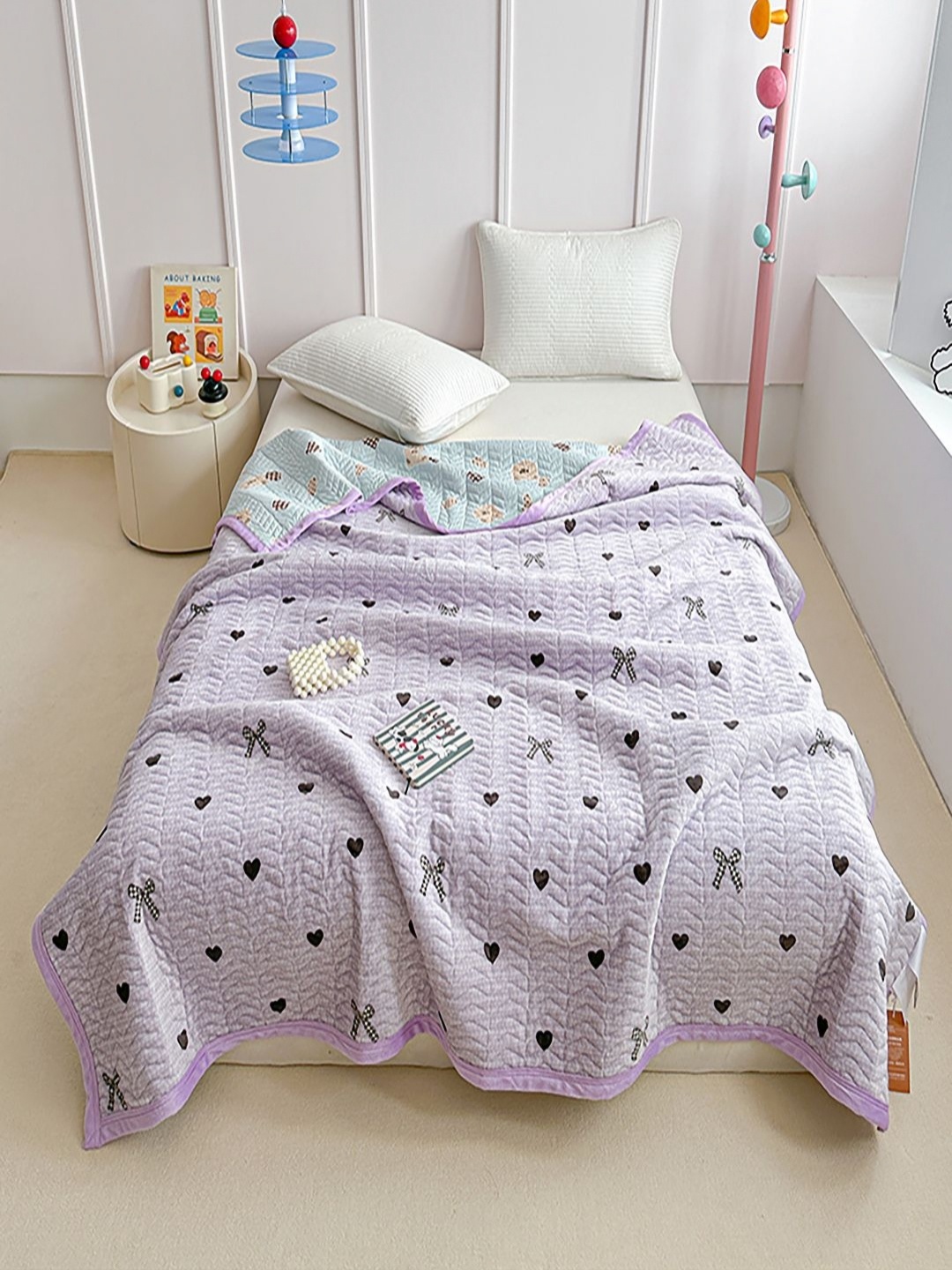 

JC HOME Purple & Black Geometric Mild Winter 400 GSM Double Bed Blanket