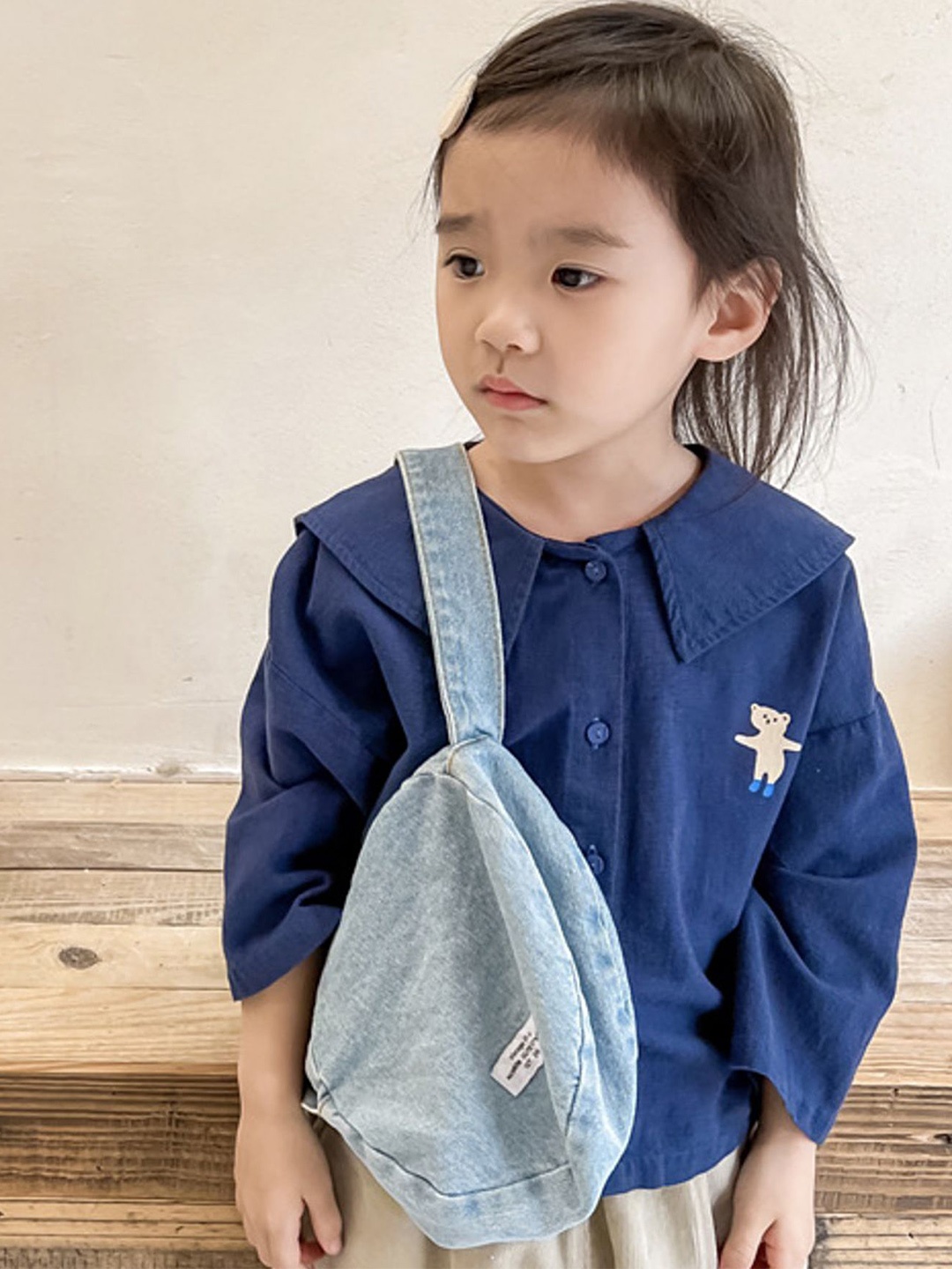 

LULU & SKY Girls Opaque Casual Shirt, Navy blue