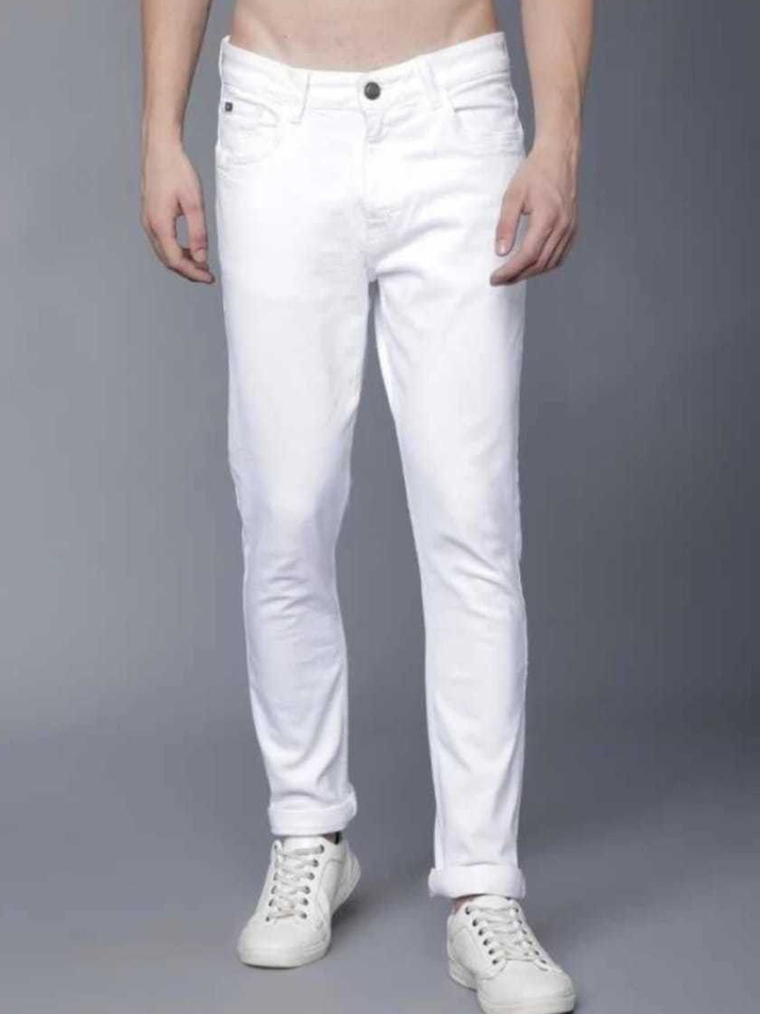 

COMFITS Men Classic Low Distress Stretchable Jeans, White