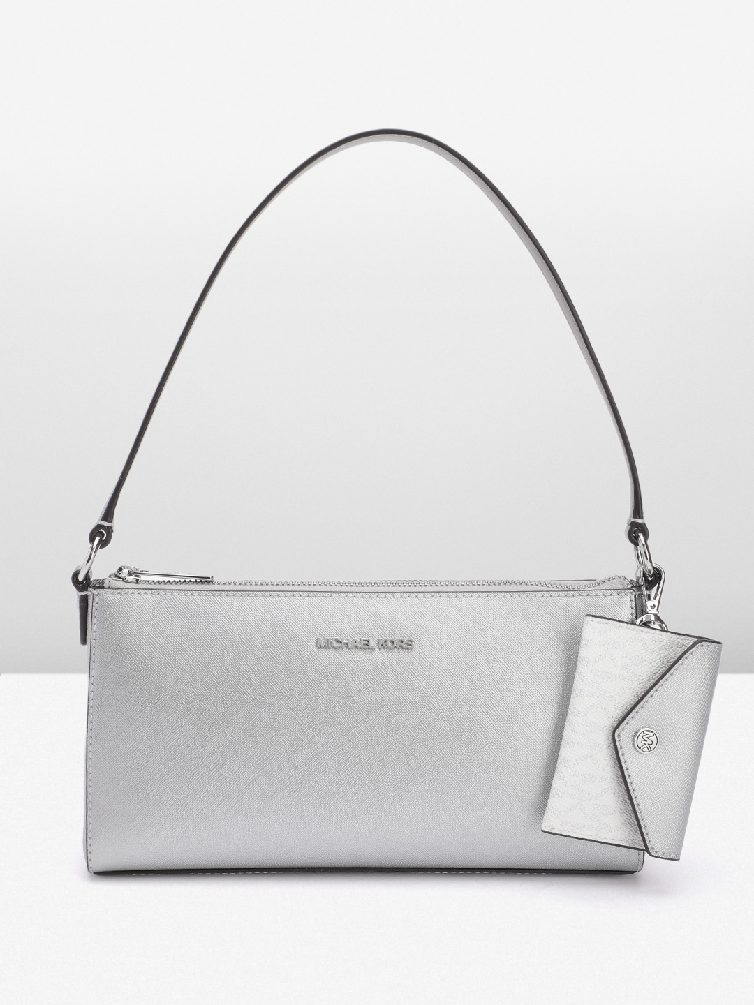 

Michael Kors Textured Structured Handheld Bag with Card Case, Silver