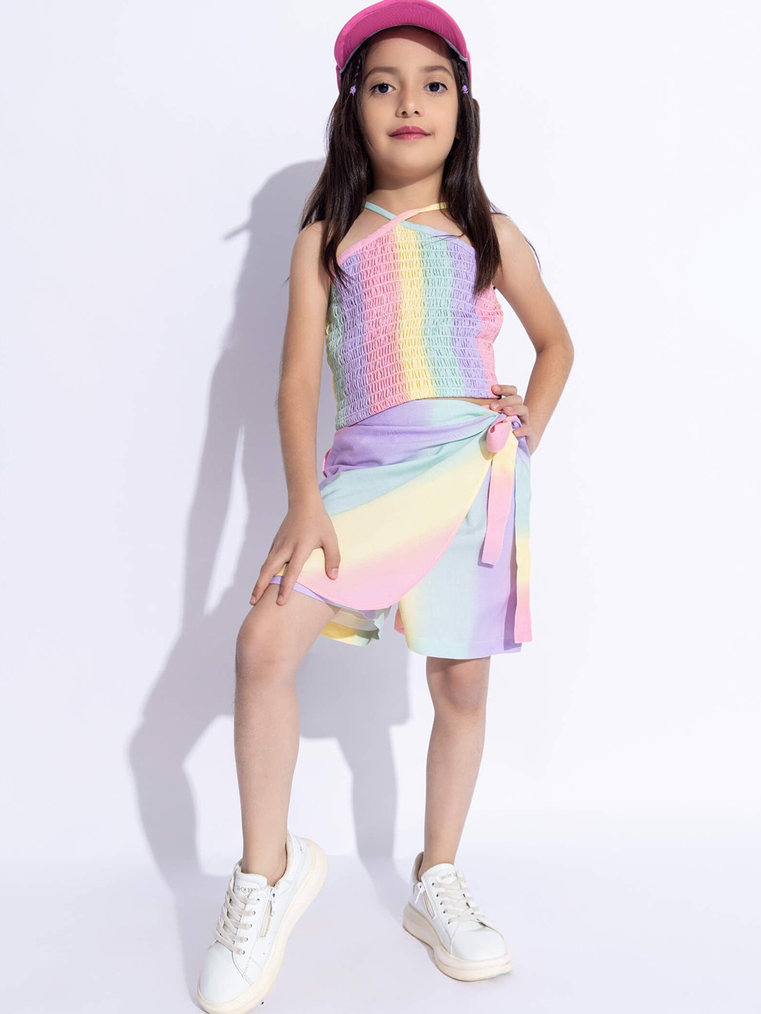 

taffykids Girls Dyed Top with Skirt, Pink