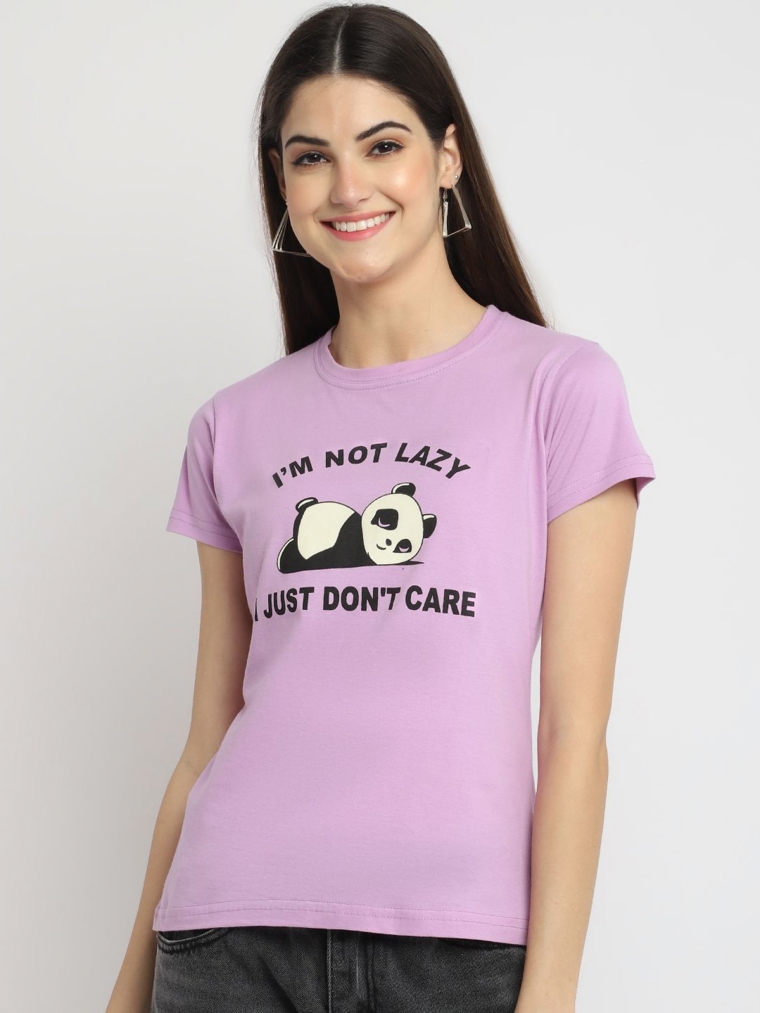 

Dreambe Women Typography Printed T-shirt, Purple