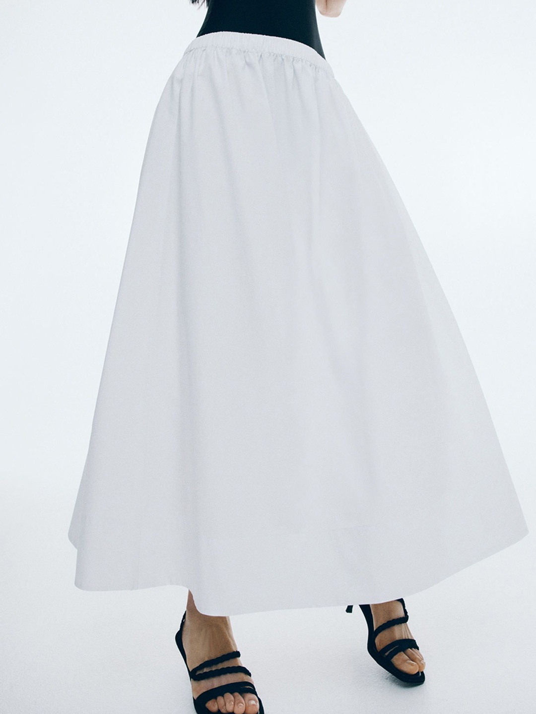 

H&M Cotton Midi Skirt, White