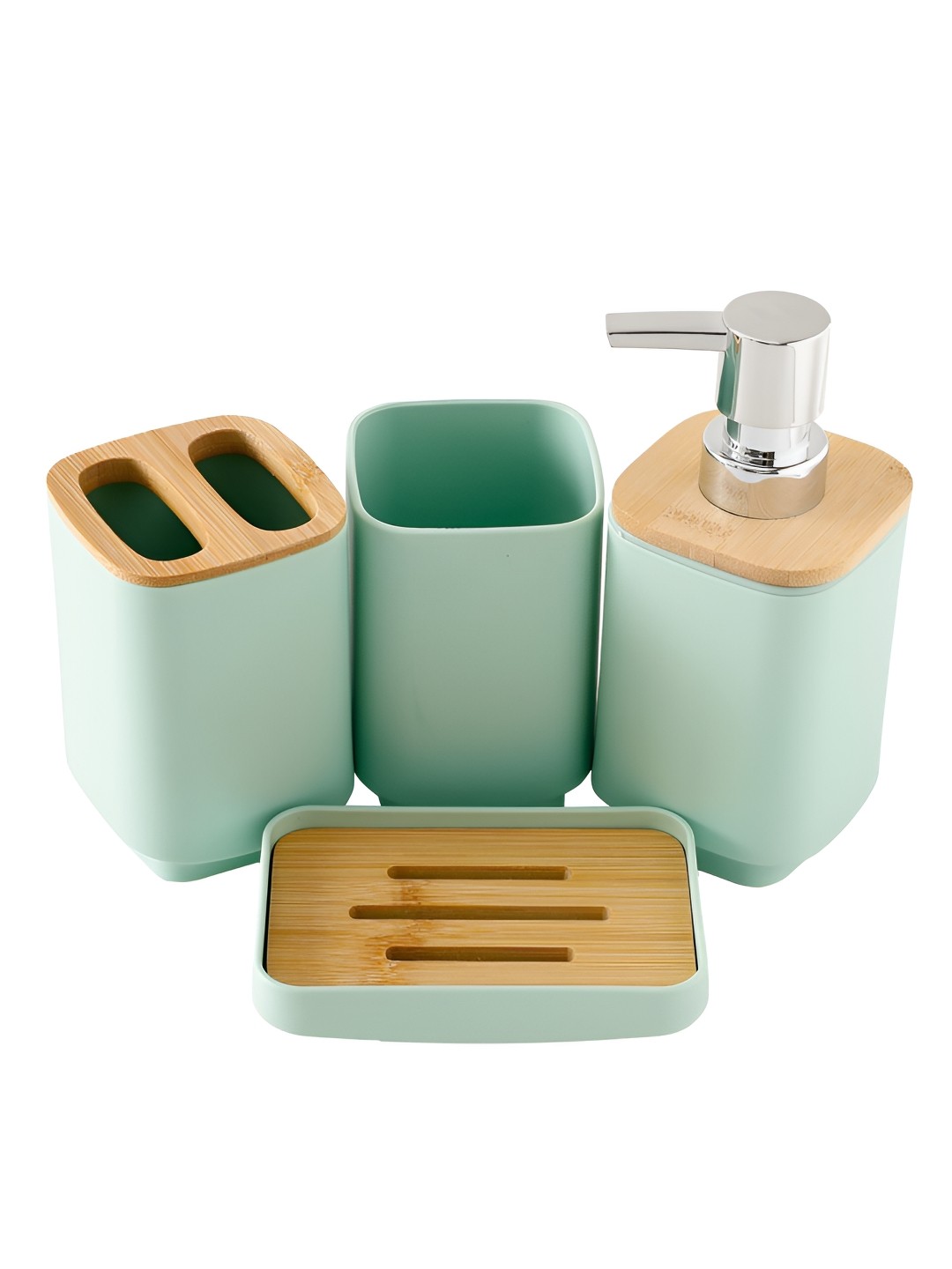 

The Better Home Green 4 piece Solid Plastic Bath Accessories Set