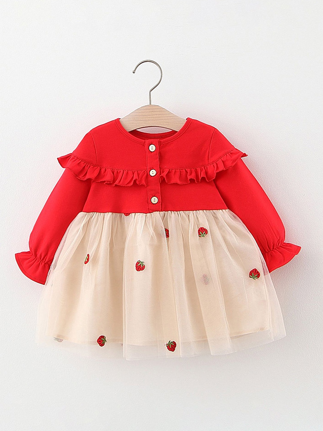 

LULU & SKY Colourblocked Fit & Flare Dress, Red