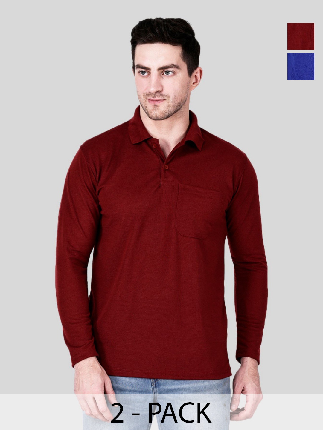 

SAIKSA FASHION Men 2 Polo Collar Pockets T-shirt, Multi