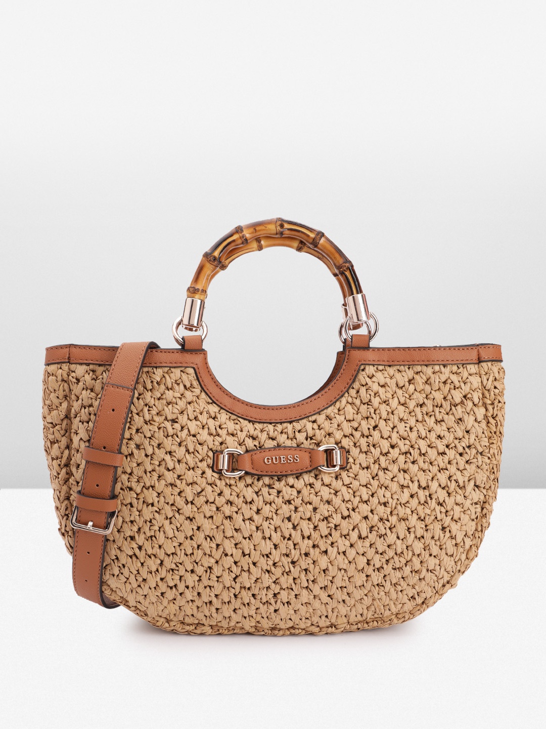 

GUESS Textured Structured Handheld Bag, Beige