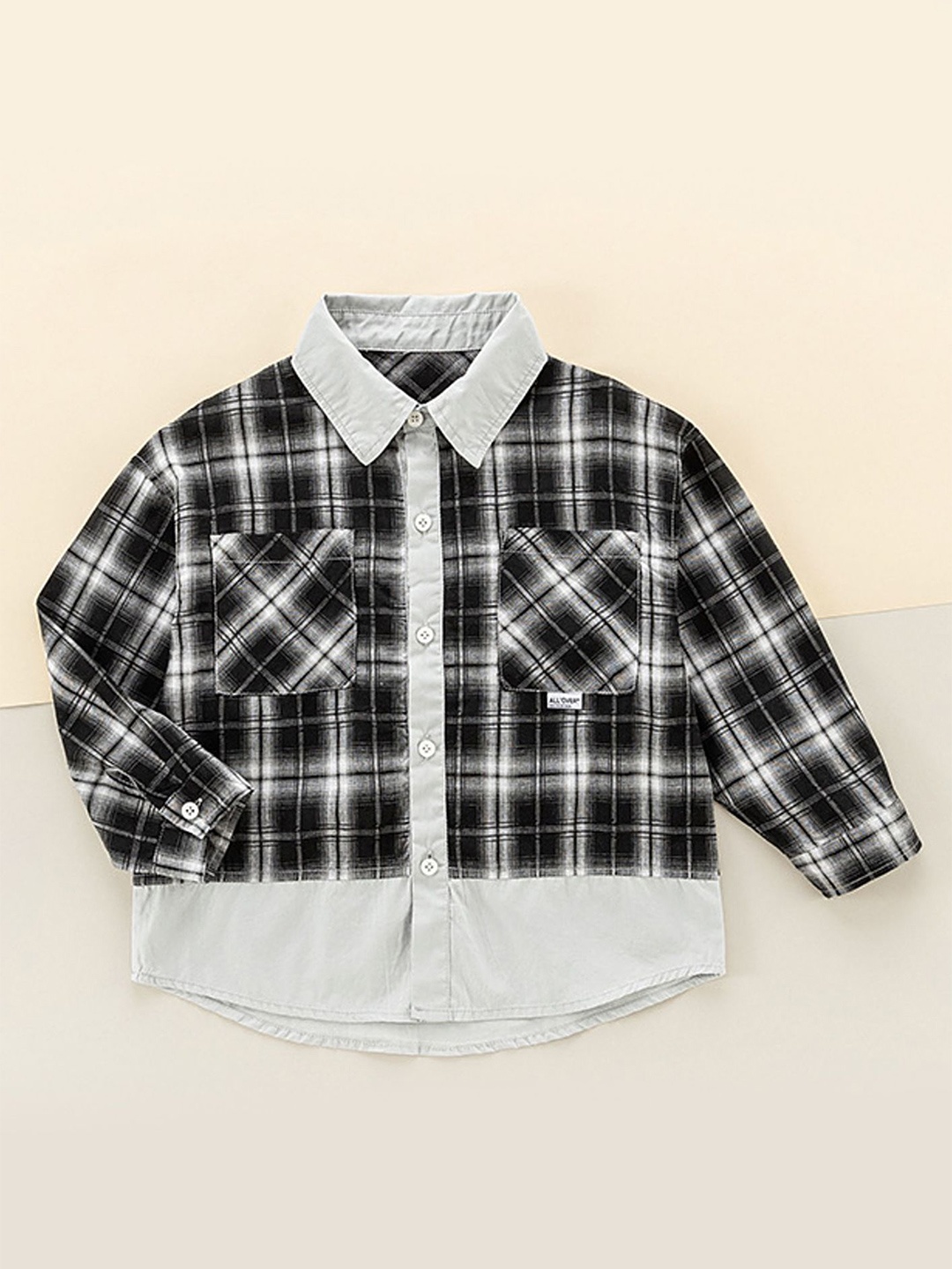 

LULU & SKY Unisex Kids Tartan Checks Opaque Checked Casual Shirt, Black