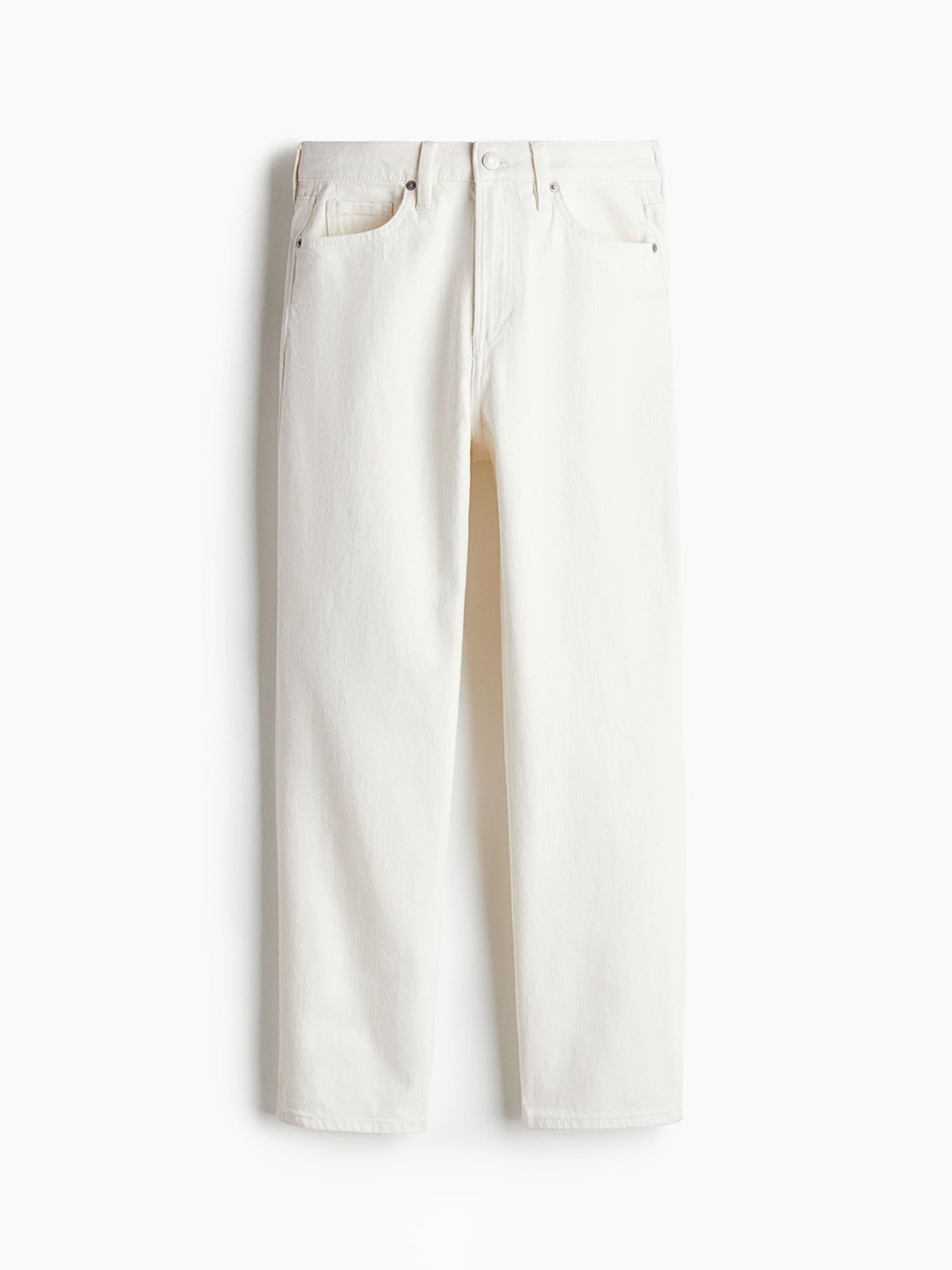 

H&M Curvy Fit Slim Straight High Ankle Jeans, White