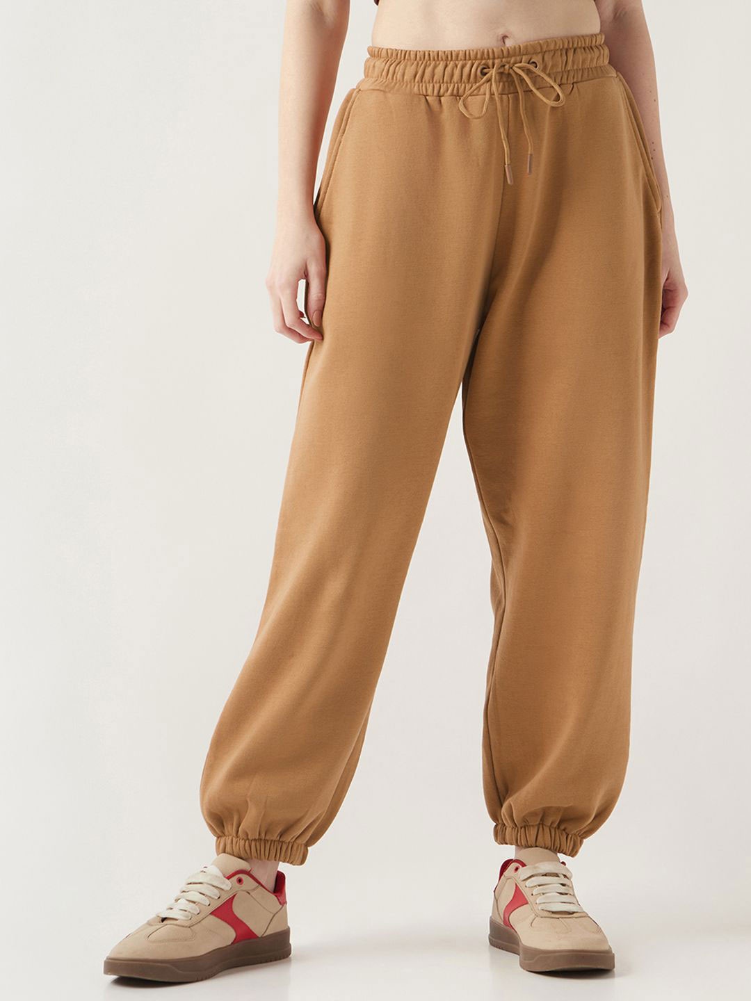 

Bewakoof Women's Camel Brown Super Loose Fit Joggers