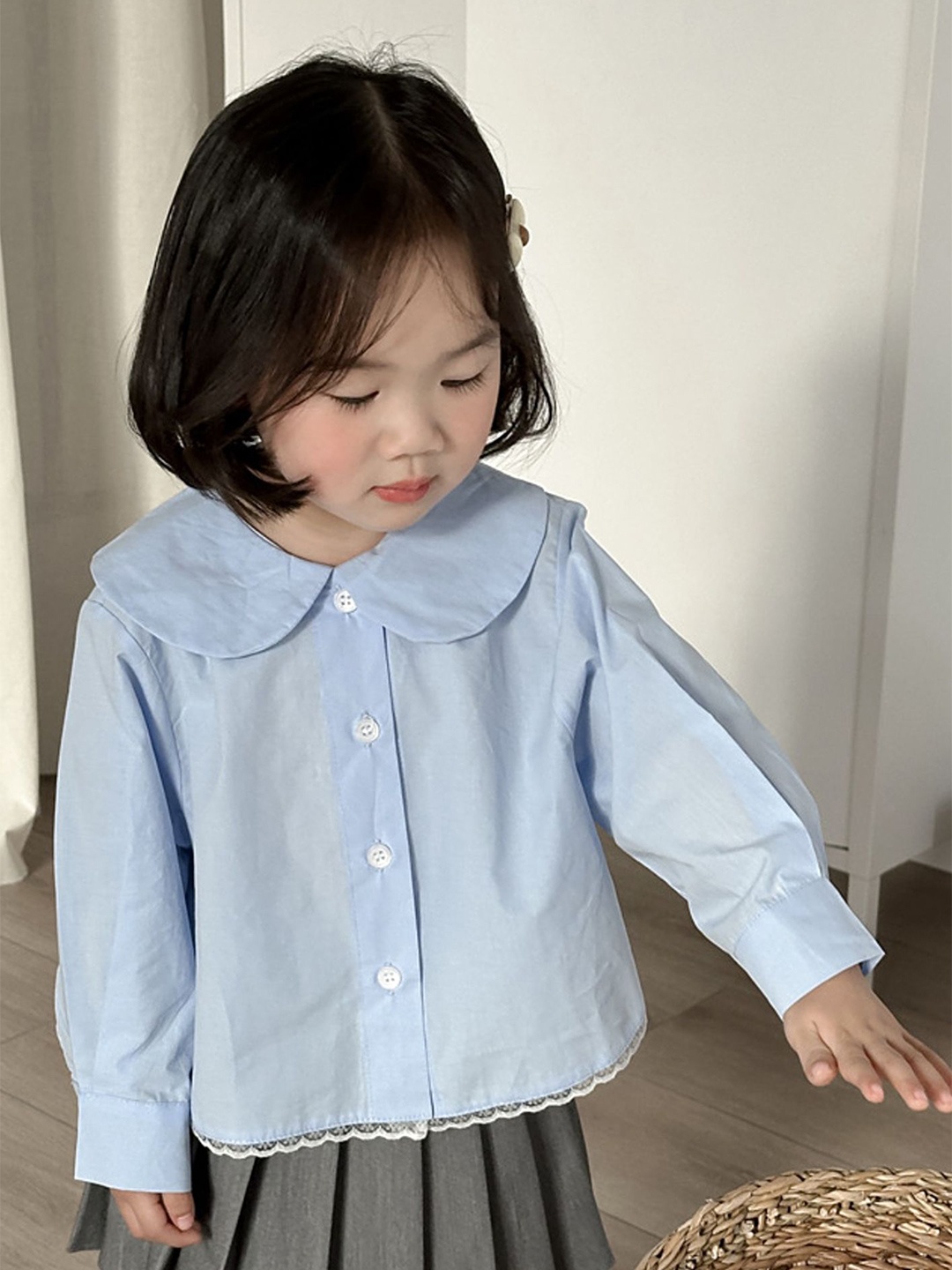 

LULU & SKY Girls Boxy Opaque Casual Shirt, Blue