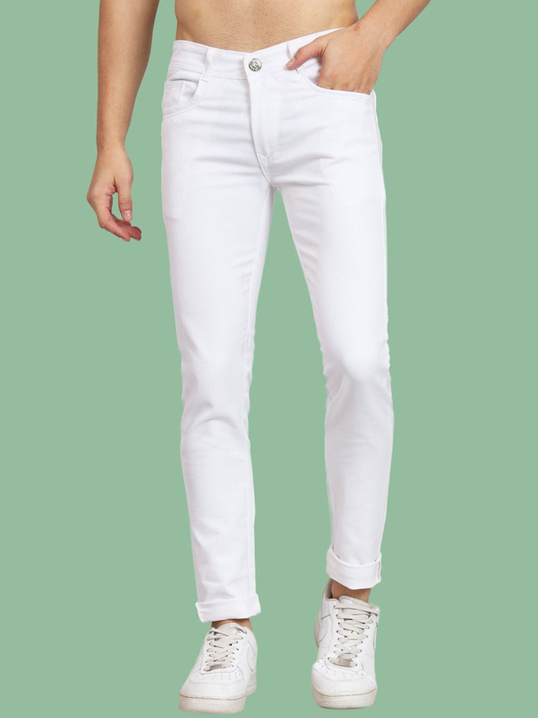 

COMFITS Men Classic Slash Knee Stretchable Jeans, White