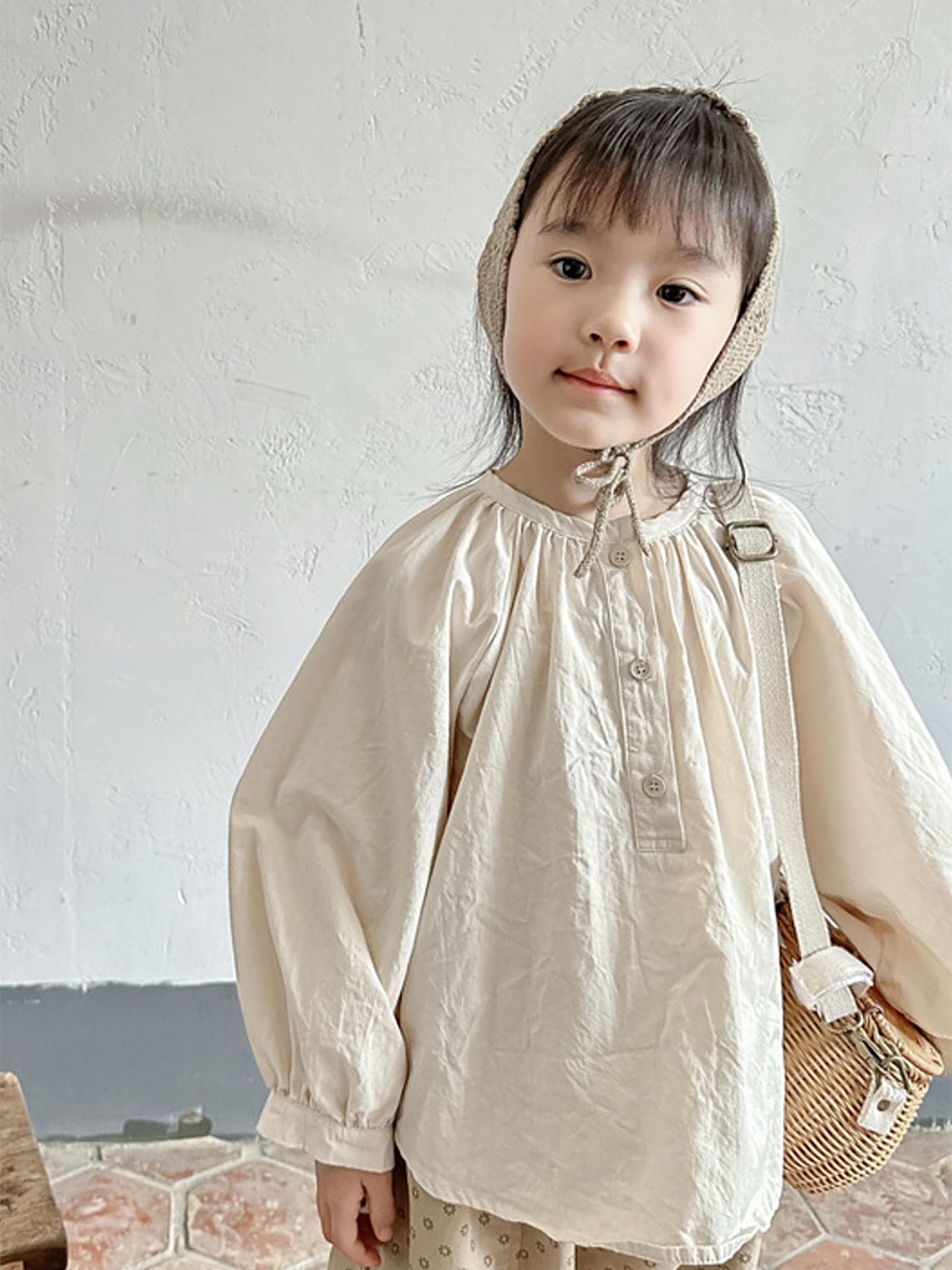 

LULU & SKY Floral Cotton Top, Beige