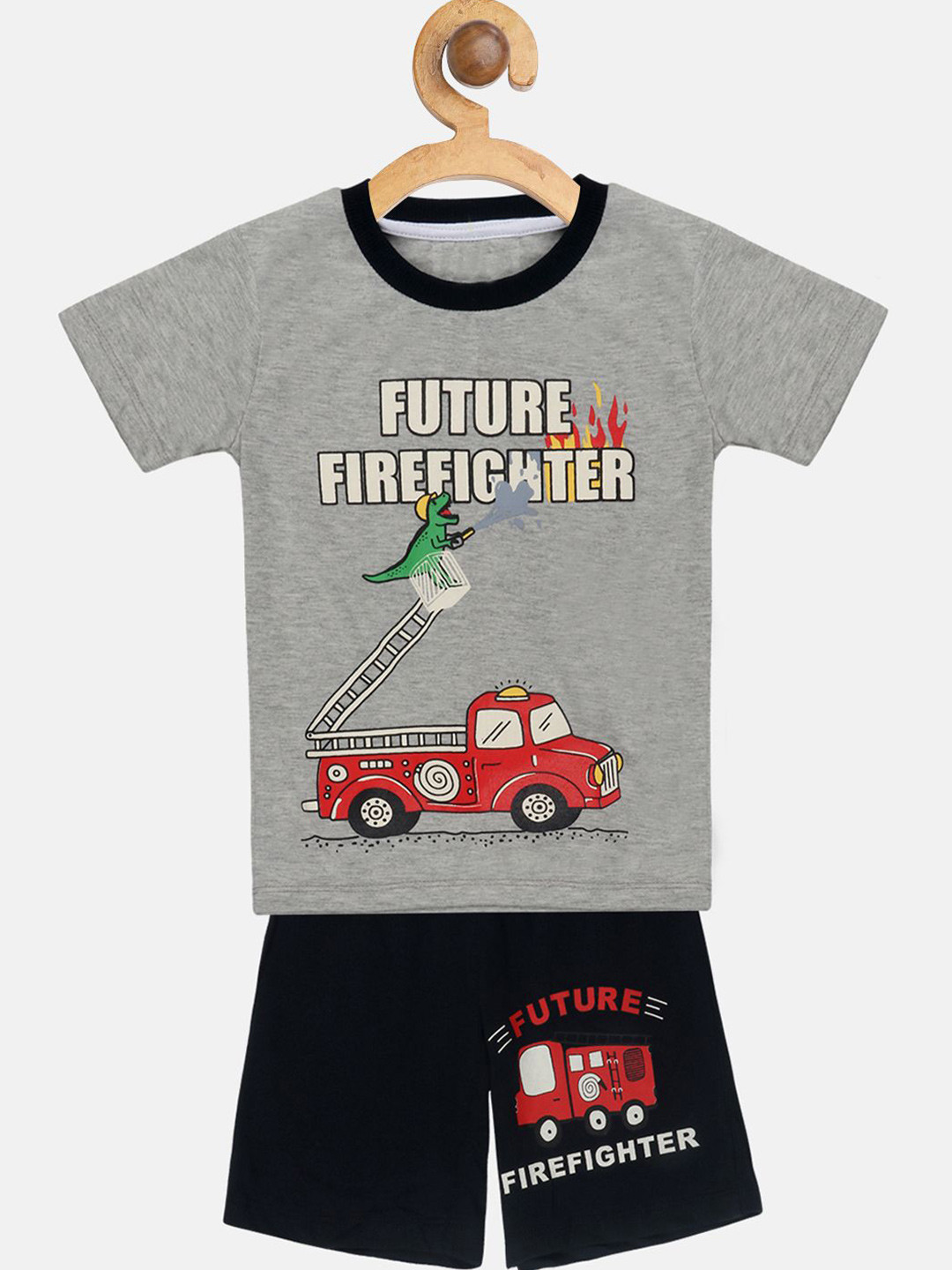 

YK Boys Printed T-shirt with Shorts, Grey