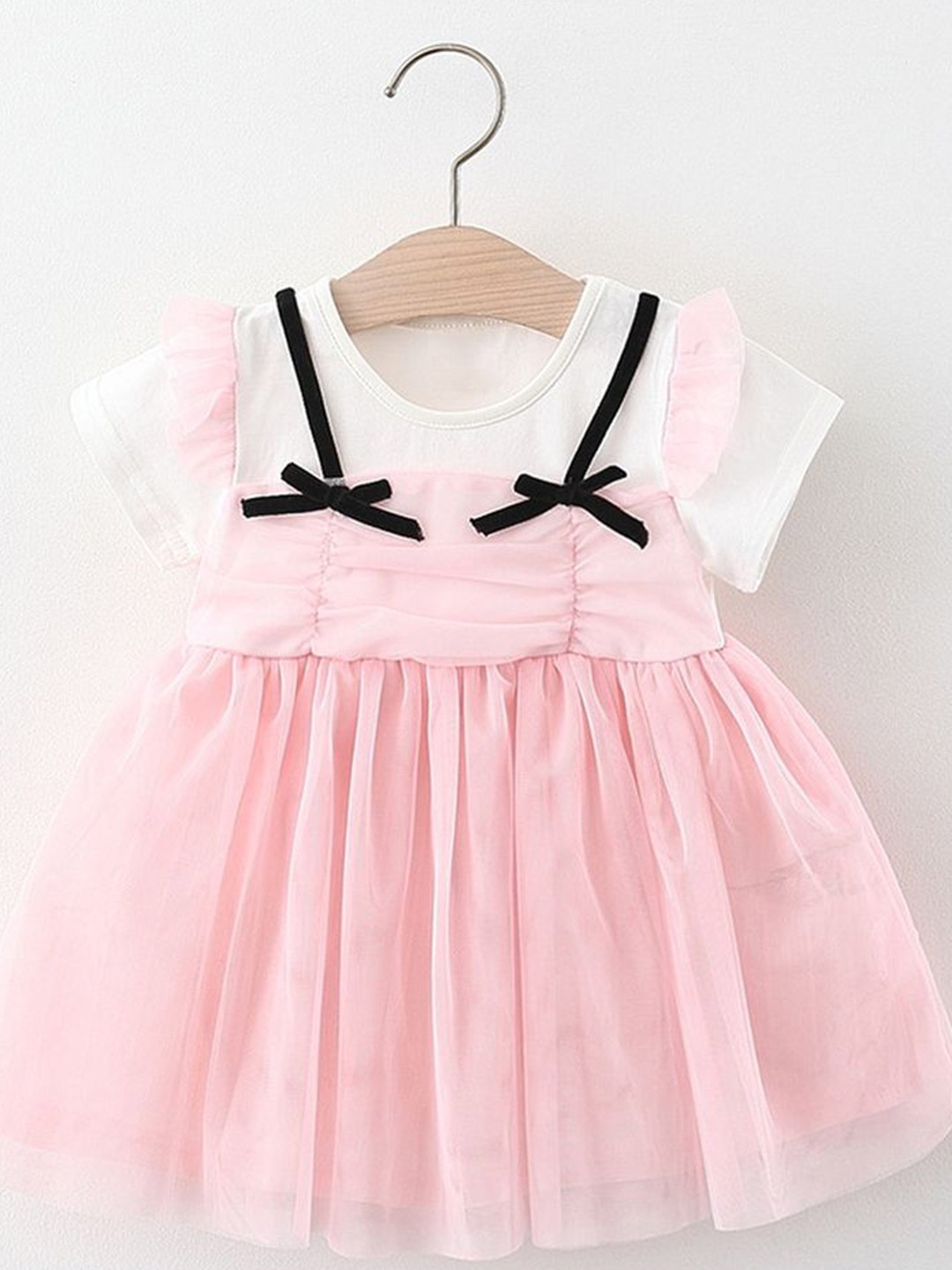 

LULU & SKY Flutter Sleeve Fit & Flare Dress, Pink