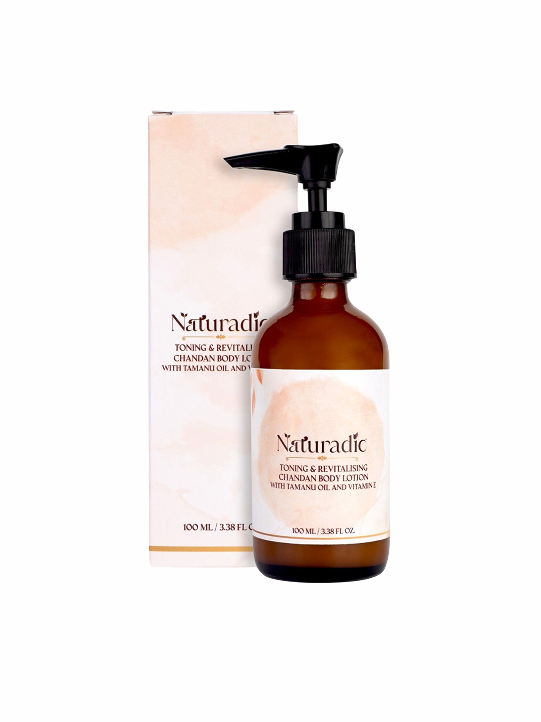 

Naturadic Tamanu Oil & Viatmin E Toning & Revitalising Chandan Natural Body Lotion 100 ml, Brown