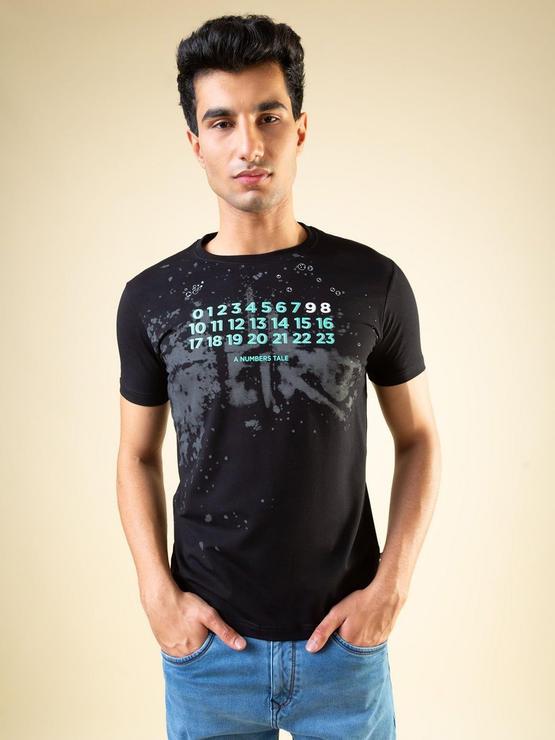 

Status Quo Men Typography Printed Raw Edge T-shirt, Black