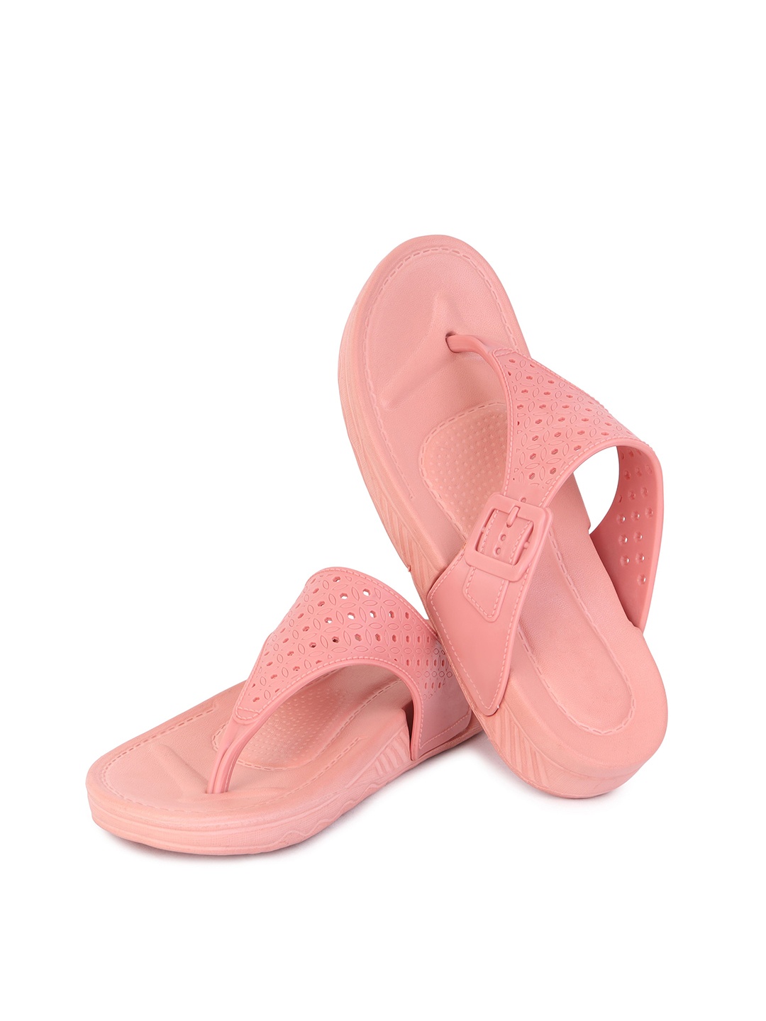 

PENNEN Women Open Toe Flats, Peach