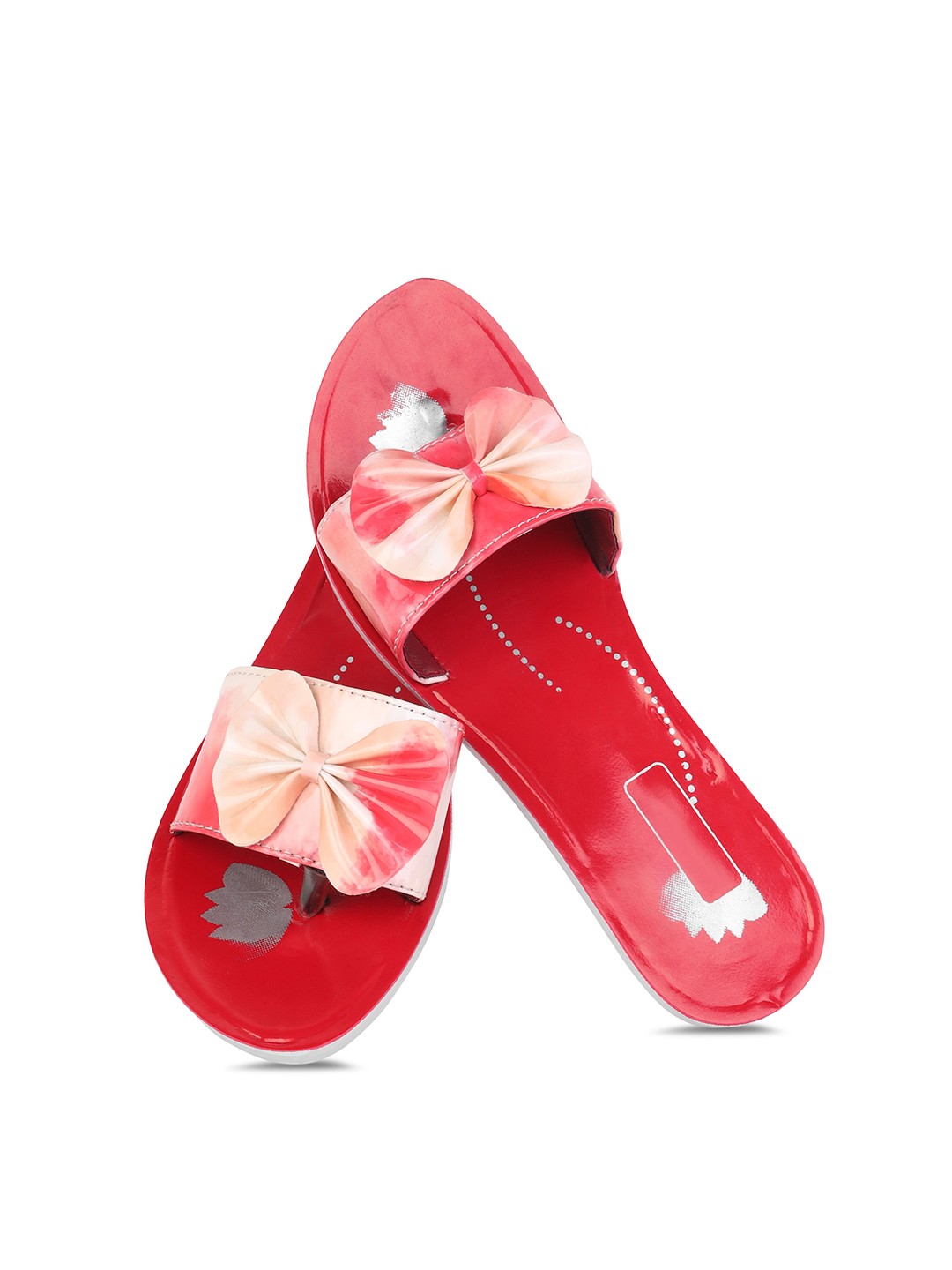 

PENNEN Women Printed Open Toe Flats, Red