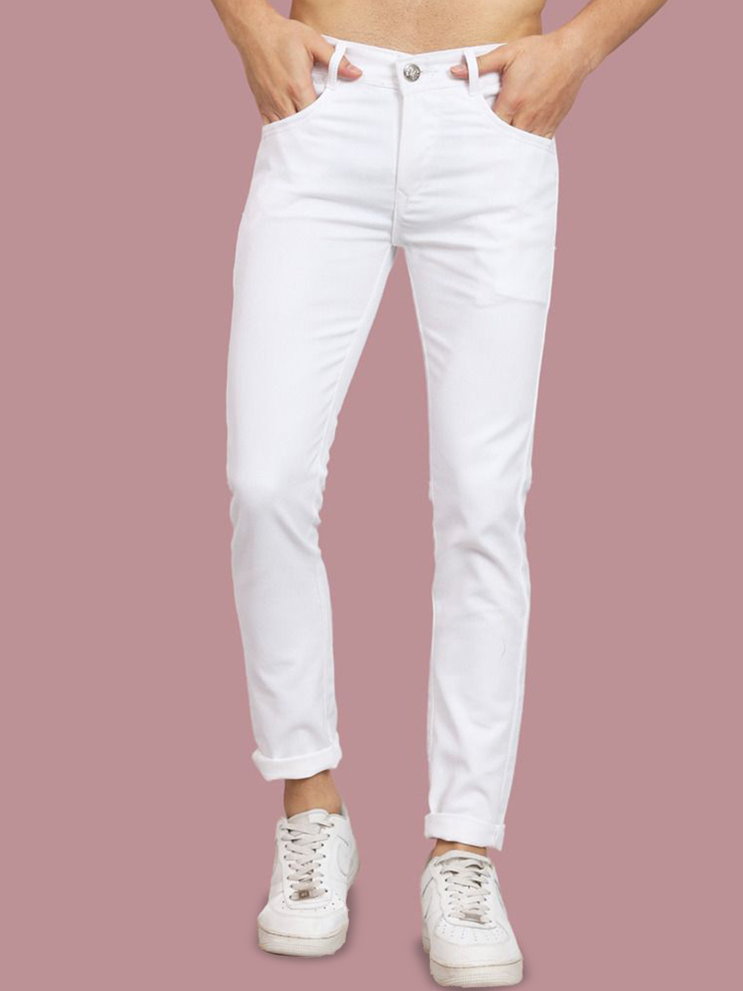 

COMFITS Men Classic Slash Knee Stretchable Jeans, White