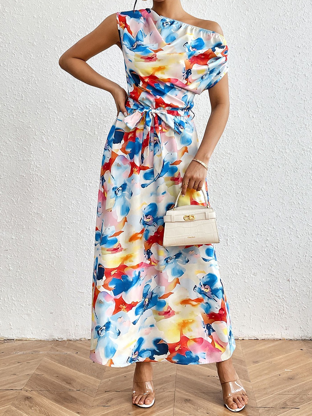

StyleCast x Revolte Tropical Print A-Line Midi Dress, White