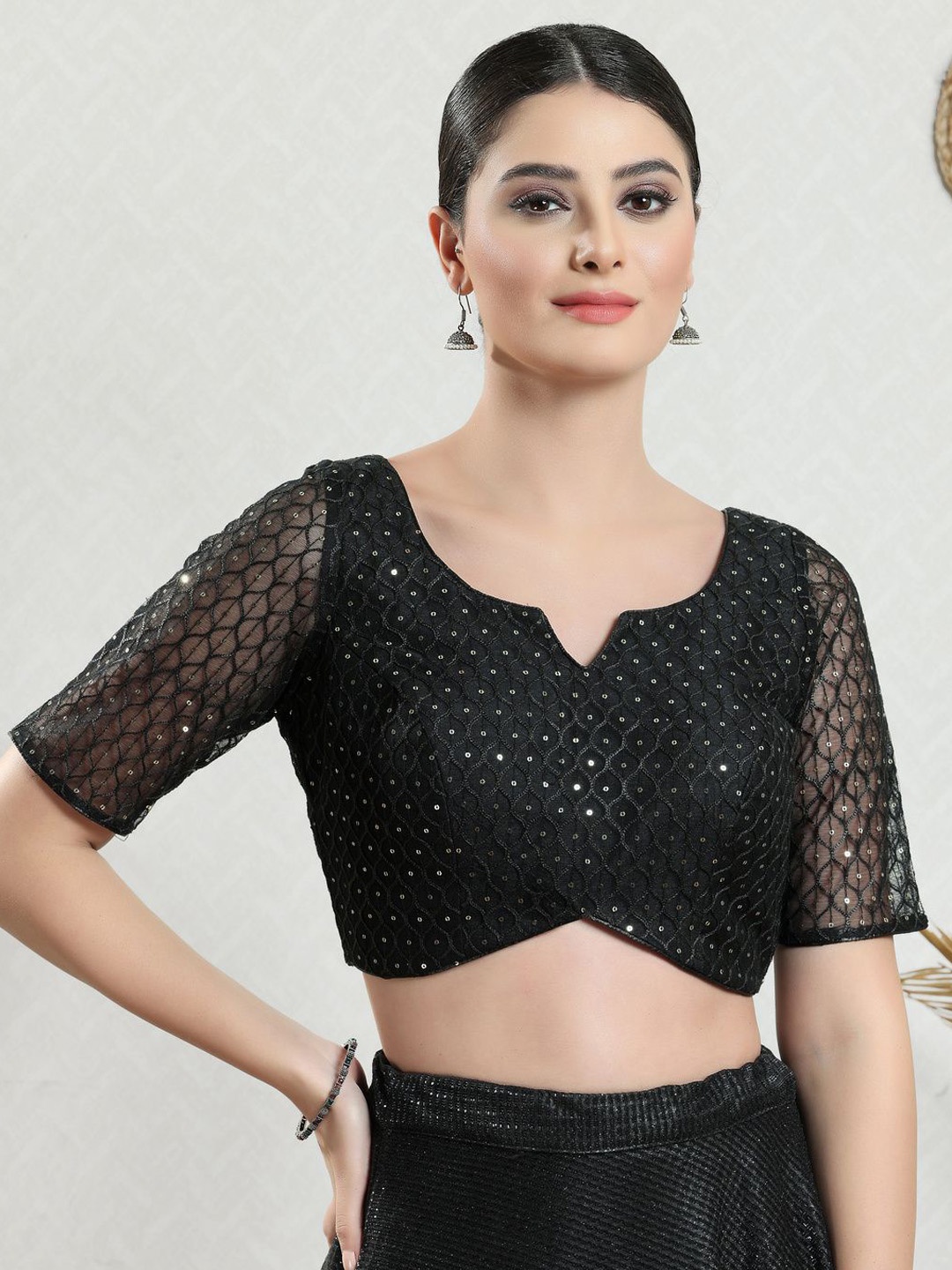

VAMAS - THE DESIGNER BLOUSES Women Sweetheart Neck Padded Saree Blouse, Black