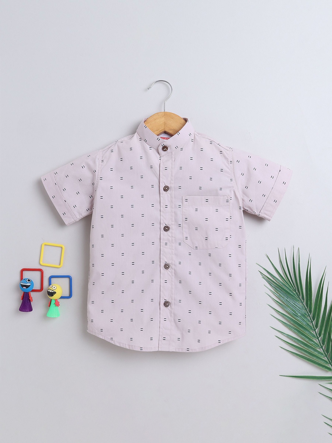 

BAATCHEET Boys Opaque Printed Party Shirt, Pink