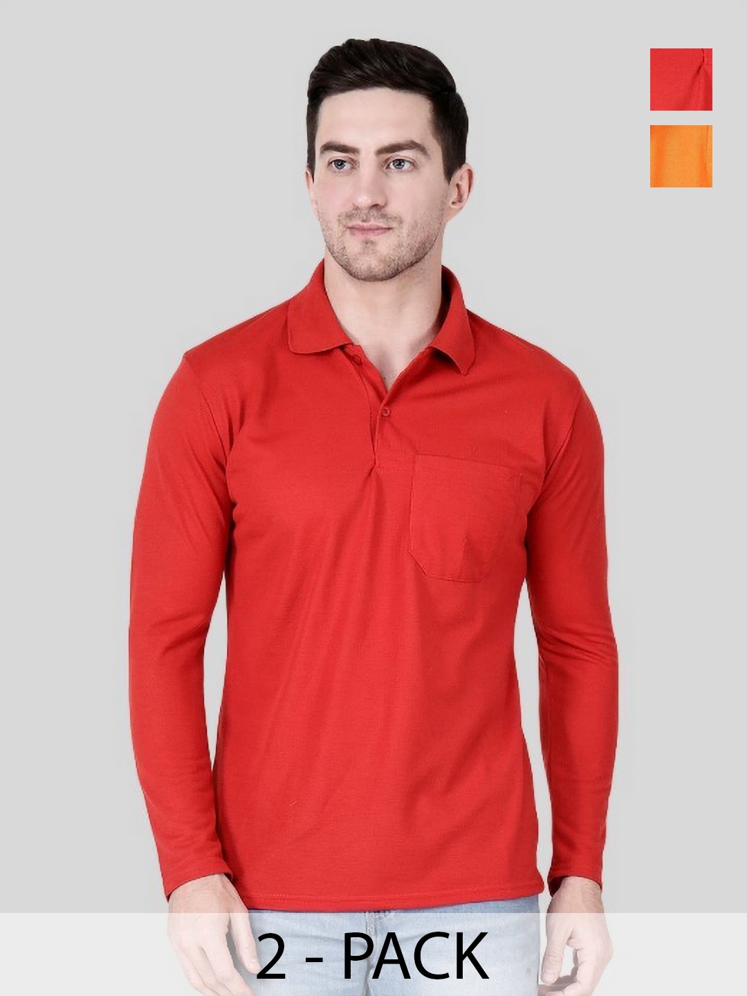 

SAIKSA FASHION Men 2 Polo Collar Pockets T-shirt, Multi