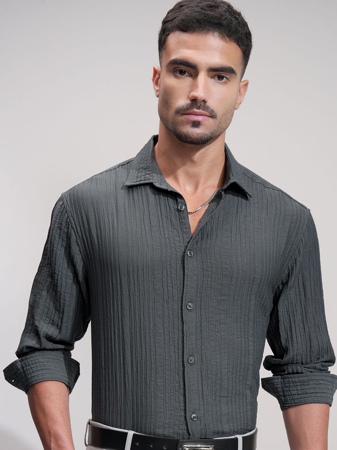 

HIGHLANDER Men Comfort Opaque Casual Shirt, Grey