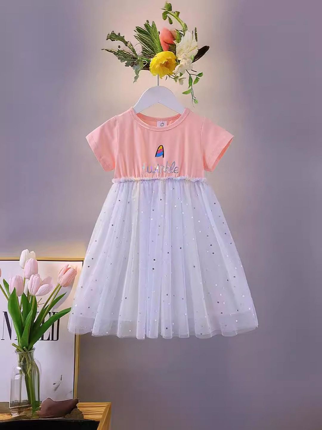 

YK Floral Fit & Flare Dress, Pink