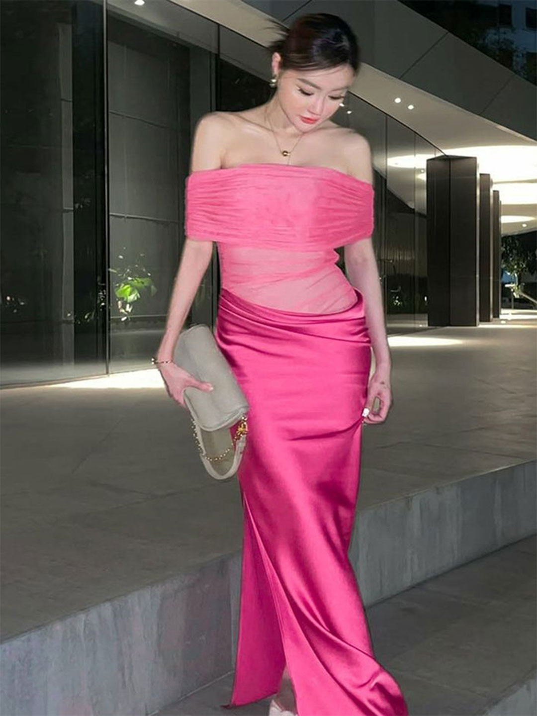 

LULU & SKY Off-Shoulder Maxi Dress, Rose