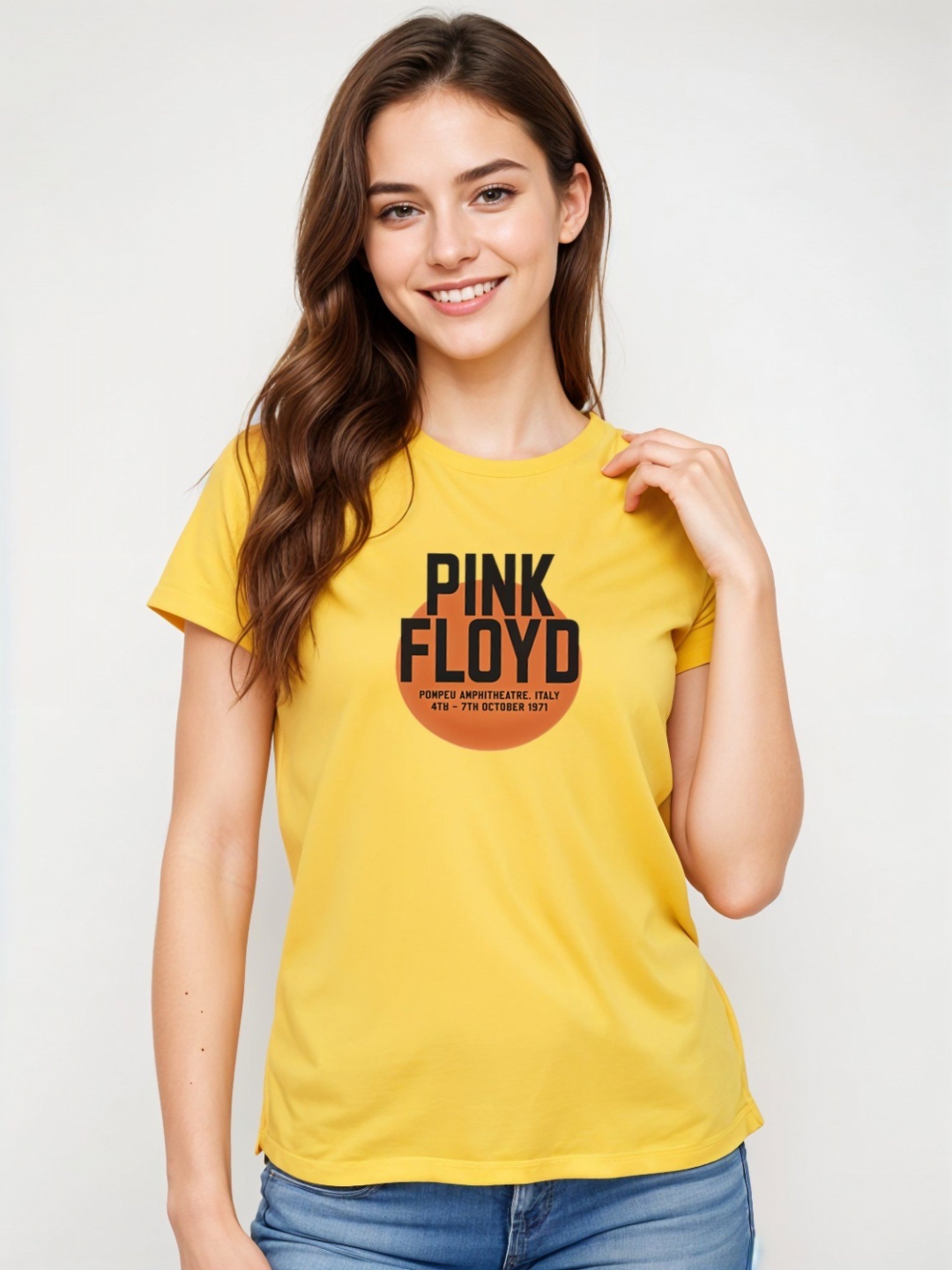 

DressBerry Women Typography Printed Applique T-shirt, Yellow