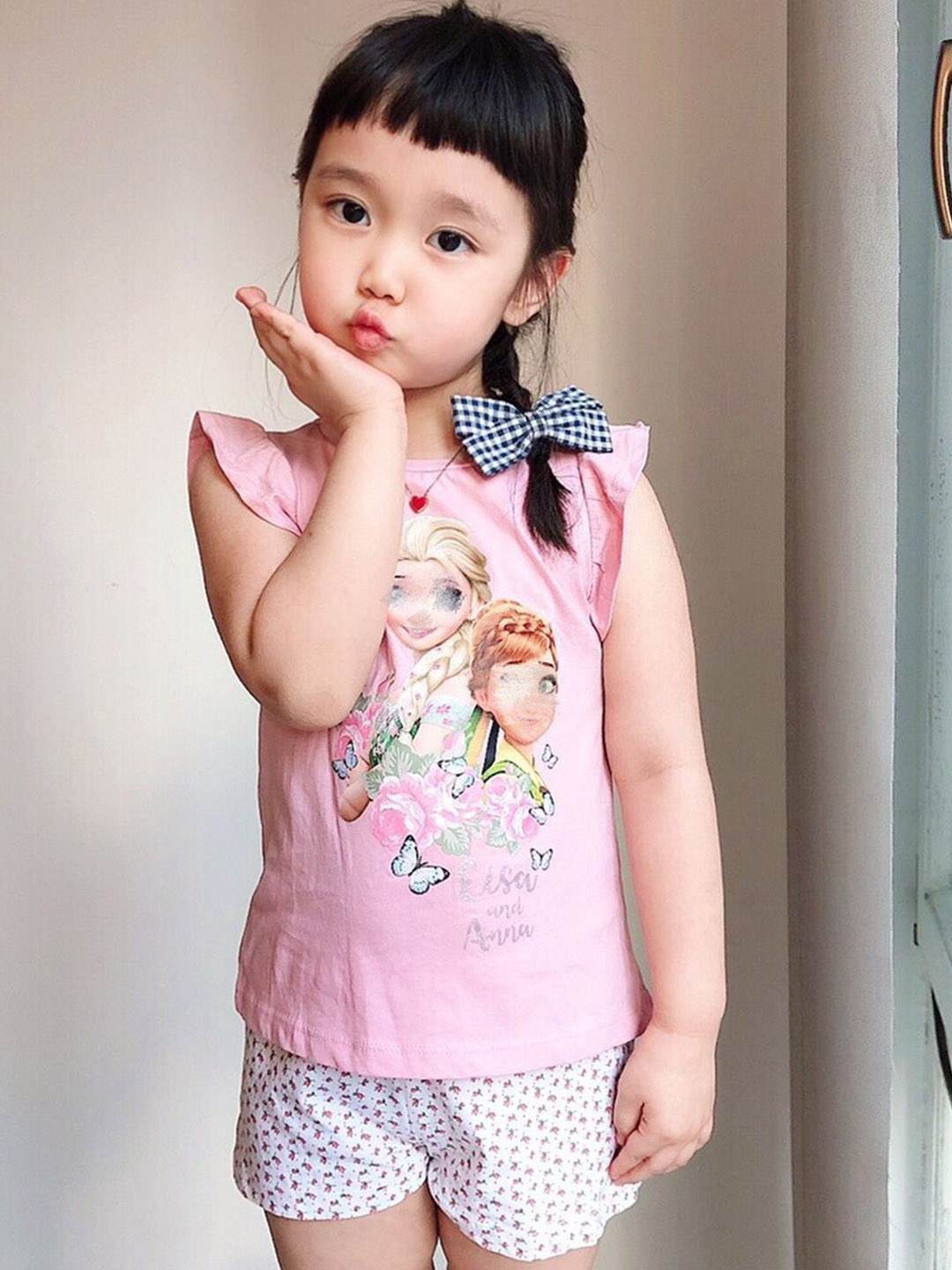 

YK Printed T-shirt with Shorts, Pink