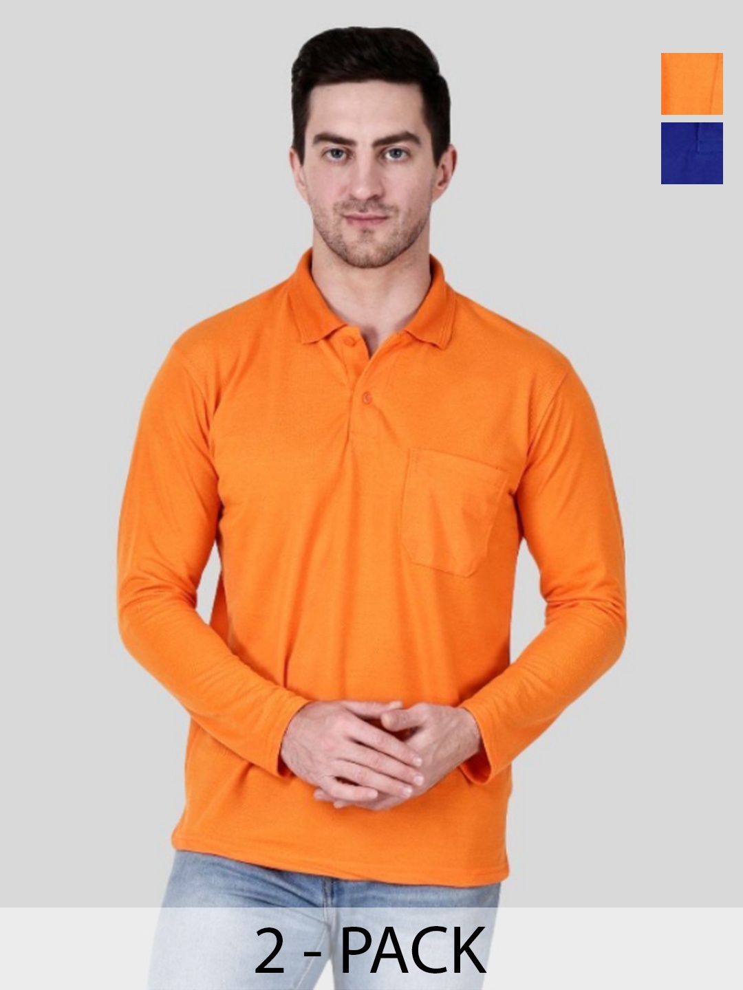 

SAIKSA FASHION Men 2 Polo Collar Pockets T-shirt, Multi