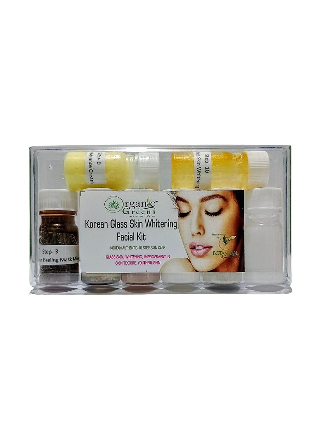 

Organic Greens 7 Step Korean Glas Skin Whiting Facial Kit- 25 g Each, White