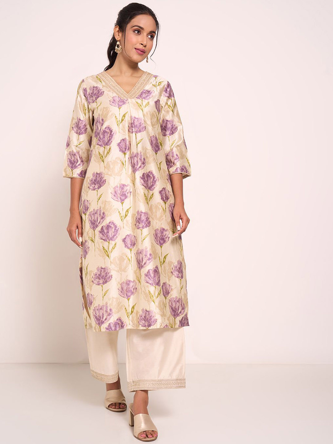 

RANGMANCH BY PANTALOONS Women Printed Kurta, Mauve