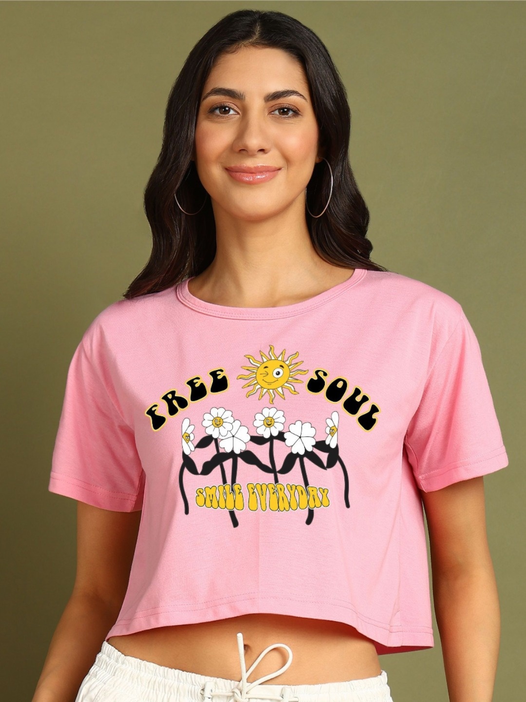 

Moda Rapido Women Printed Drop-Shoulder Sleeves Bio Finish T-shirt, Pink