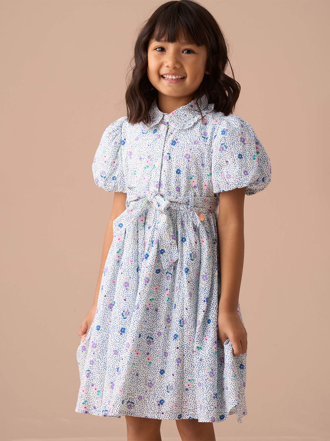 

Angel & Rocket Floral Print Flutter Sleeve Dress, Blue