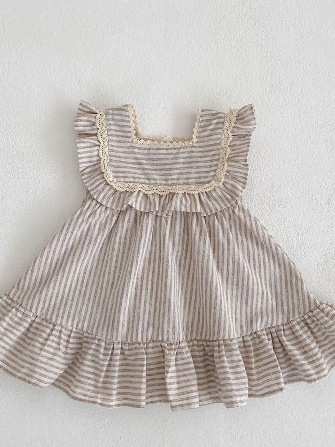 

LULU & SKY Flutter Sleeve Fit & Flare Dress, Brown