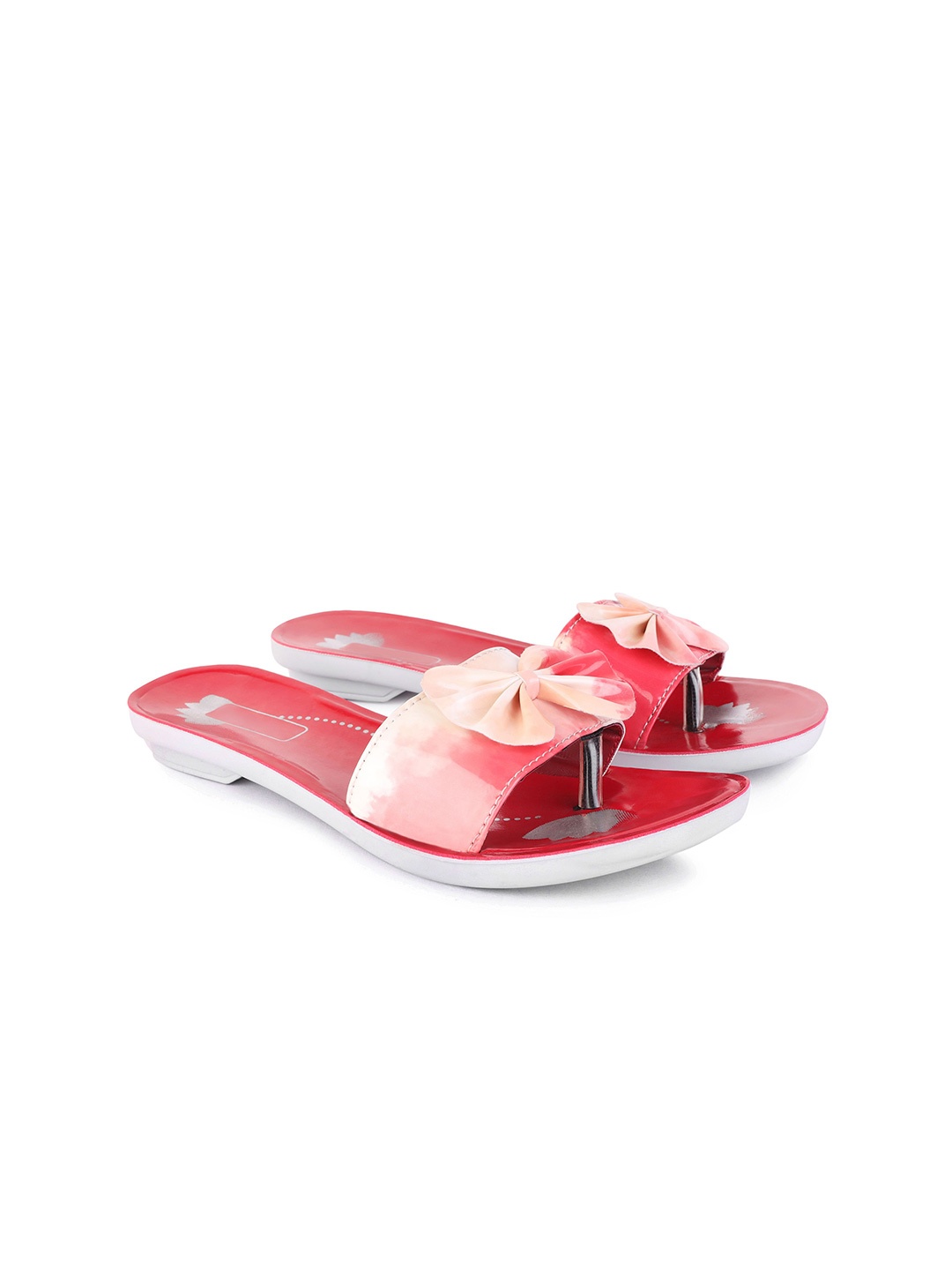 

PENNEN Women Printed Open Toe Flats, Red