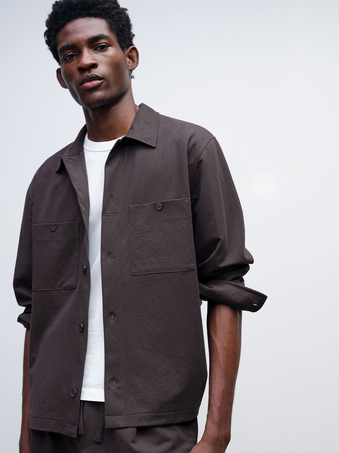 

H&M Regular Fit Utility Shirt, Brown