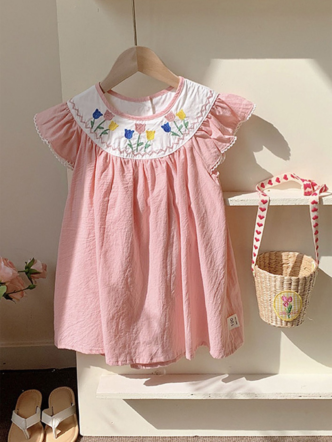 

LULU & SKY Flutter Sleeve A-Line Dress, Pink