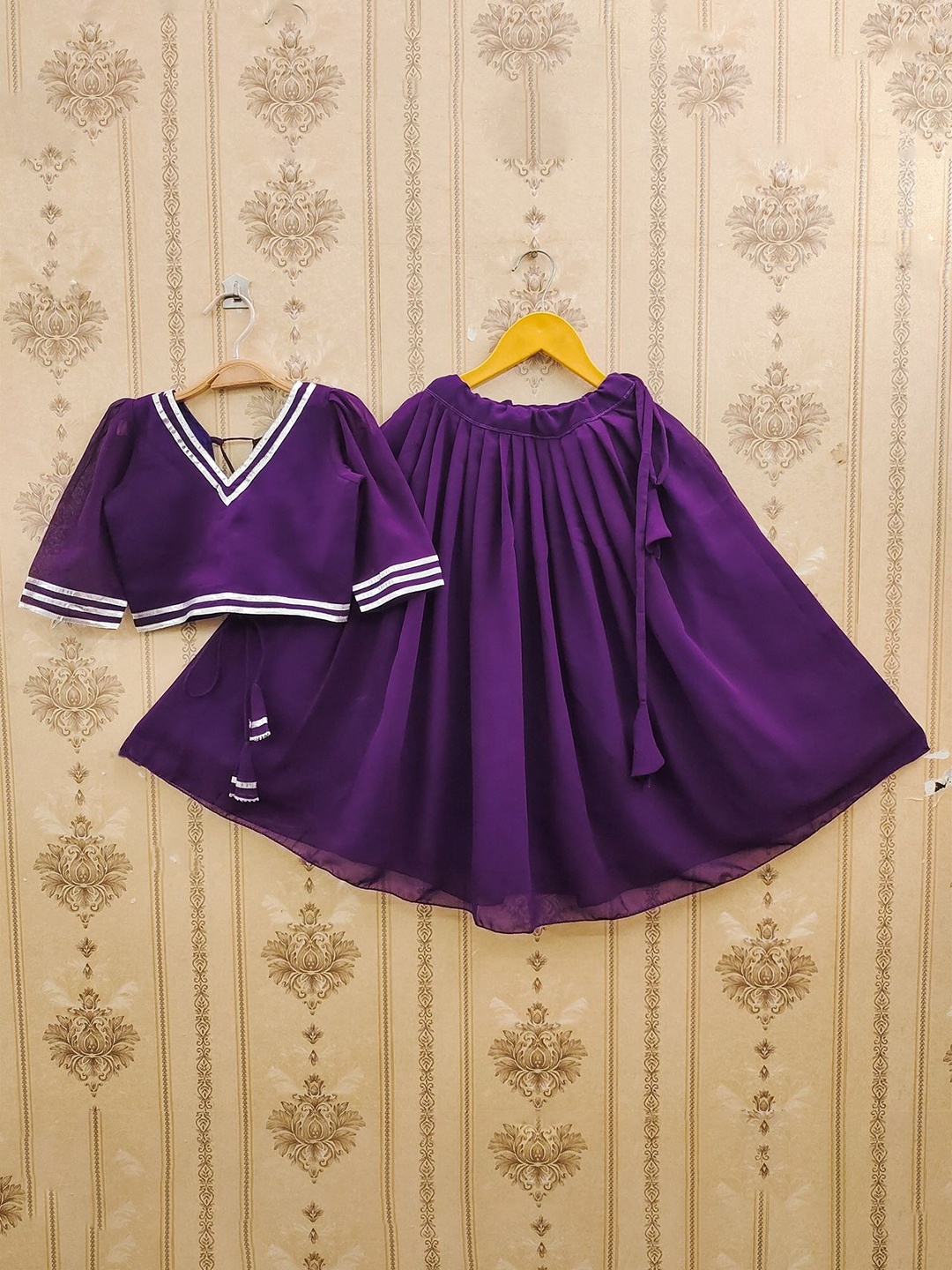 

BAESD Girls Embellished Ready to Wear Lehenga &, Purple