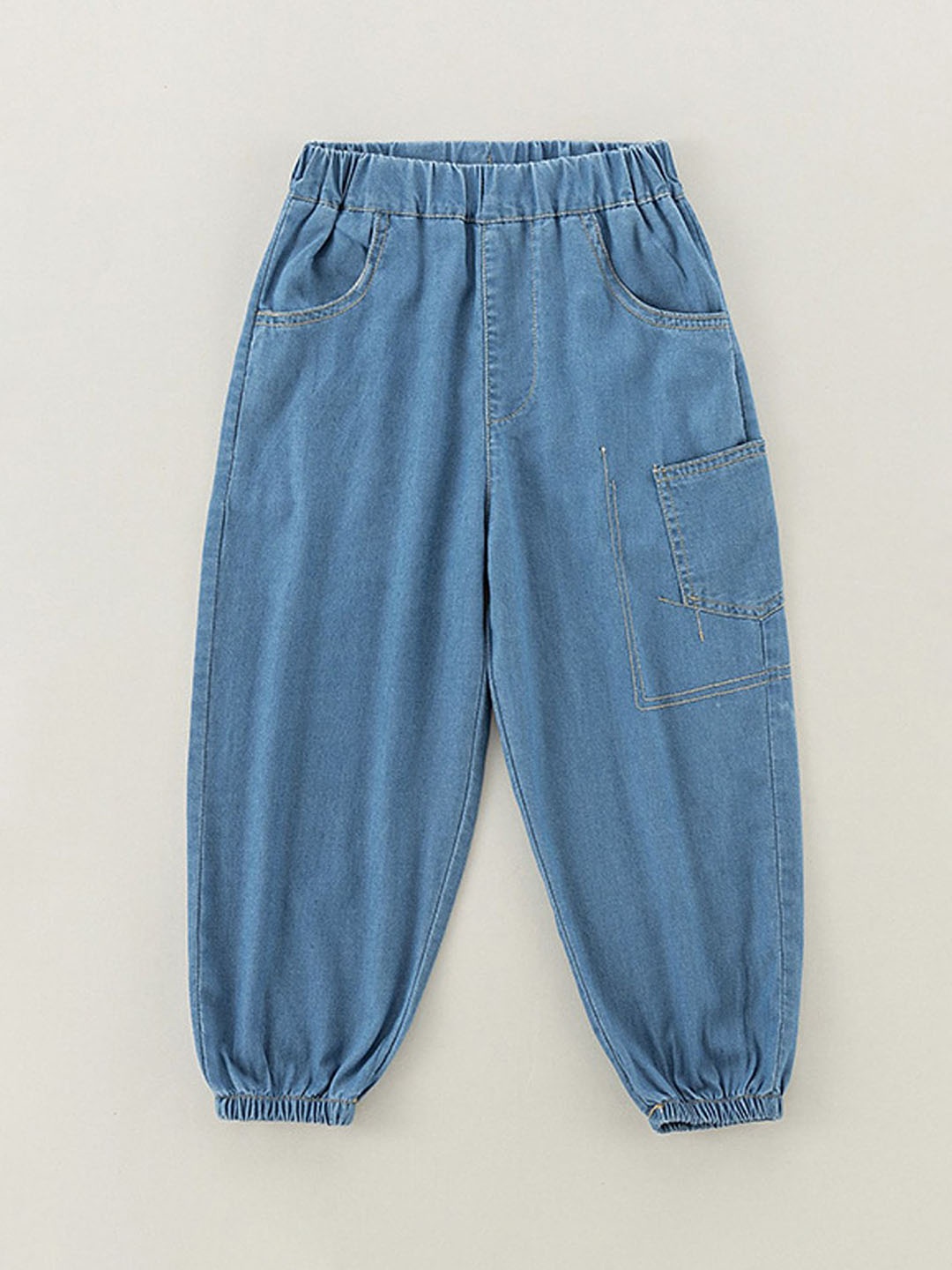 

LULU & SKY Unisex Kids Tapered Fit High-Rise Low Distress Jeans, Blue