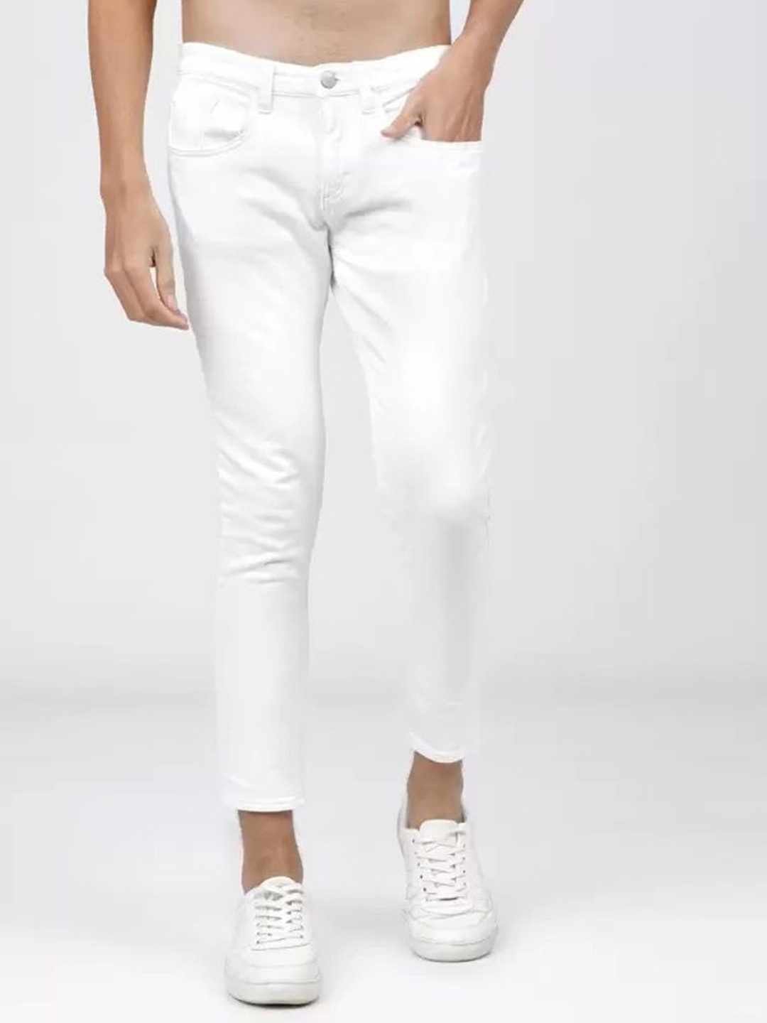 

COMFITS Men Classic Low Distress Stretchable Jeans, White