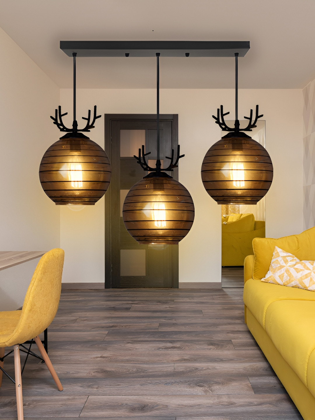 

GAUVIK Black Glass Ceiling Lamp