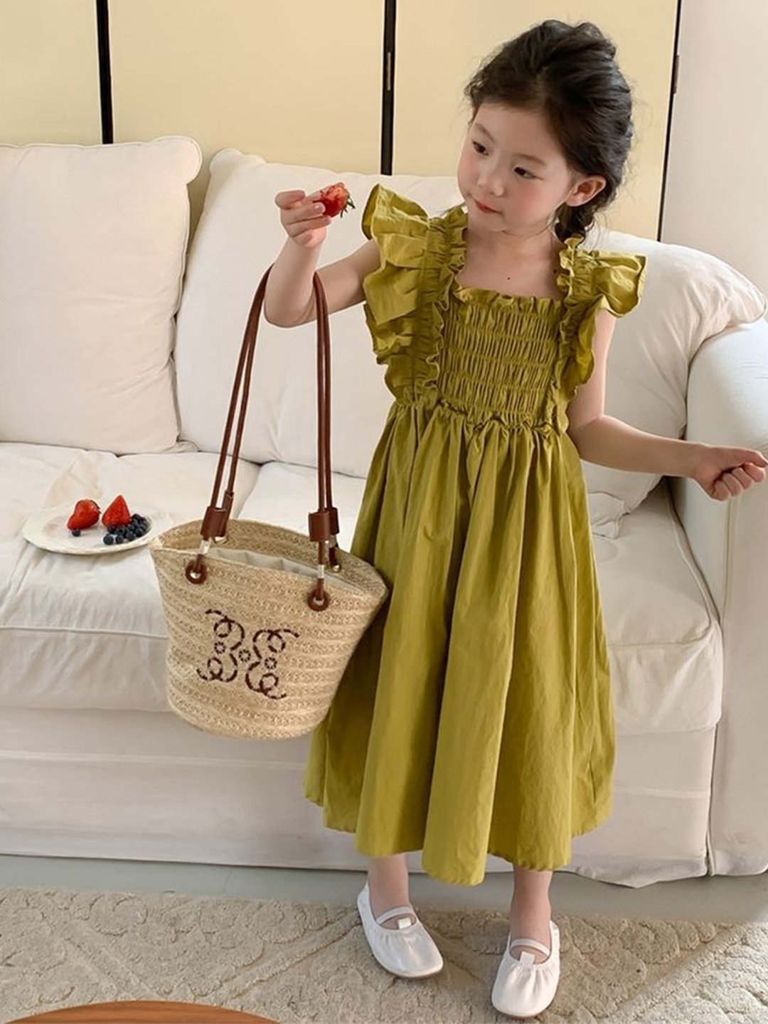 

LULU & SKY Flutter Sleeve A-Line Dress, Green