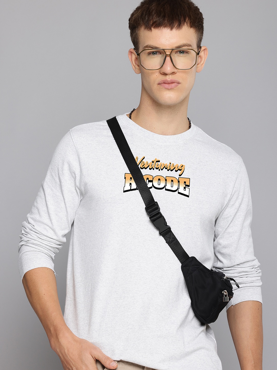 

R.Code by The Roadster Life Co. Men Printed T-shirt, White