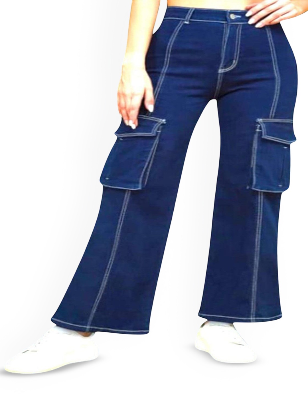 

Perfect Outlet Women Straight Fit High-Rise Slash Knee Jeans, Blue